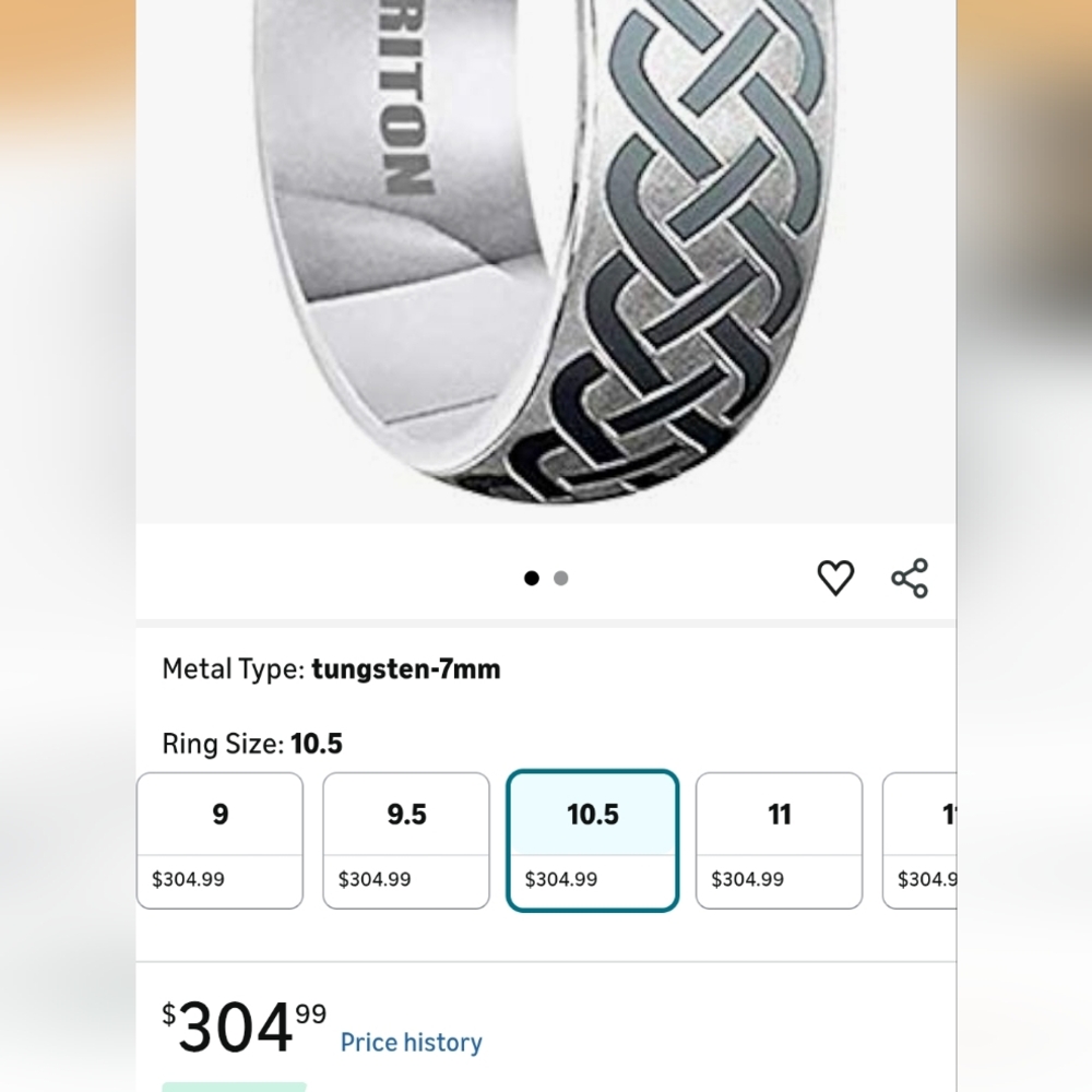 Triton Celtic Knot Tungsten Men's Wedding Band Ring Size 10 - Picture 7 of 7
